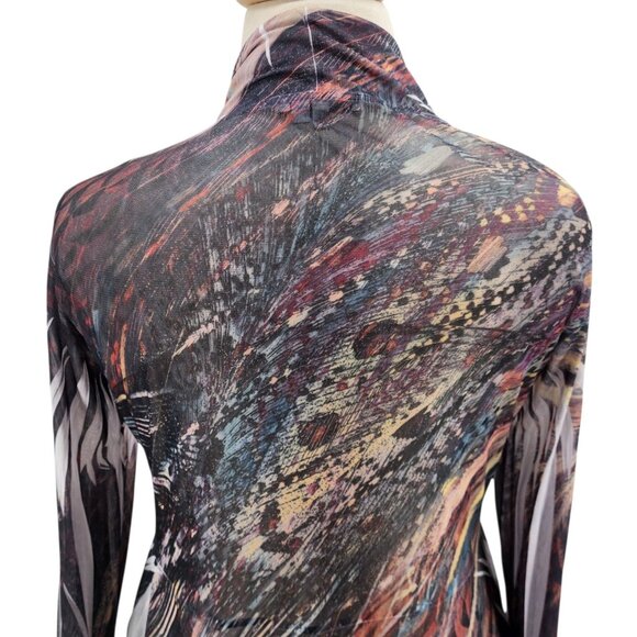 Jess & Janes Womens XL Duster Cardigan Multicolor Mesh Sheer Boho Hippie Retro - Picture 5 of 9